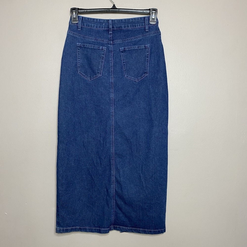 Rachel Zoe Women Skirt Size 6 High Rise Denim Maxi Front Slit Western Boho‎ - Picture 2 of 11